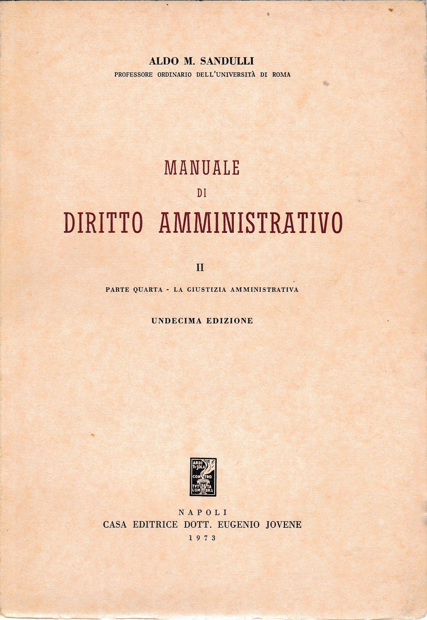 Manuale di diritto amministrativo. Parte quarta - copertina