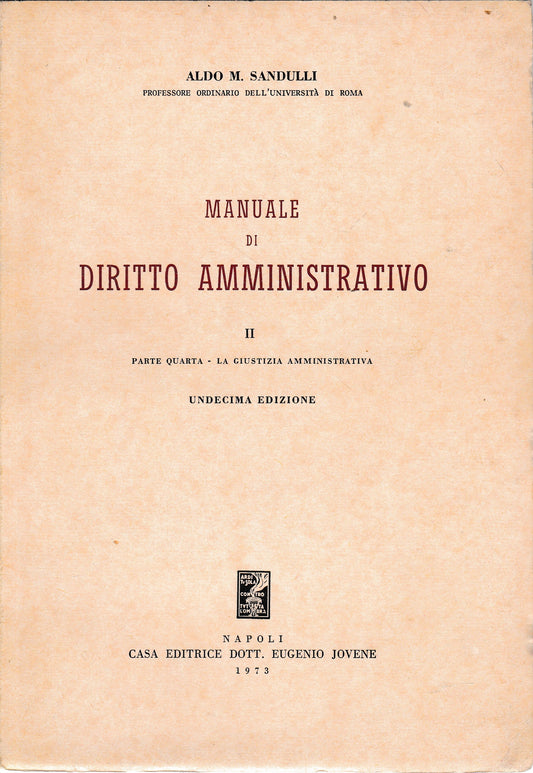 Manuale di diritto amministrativo. Parte quarta - copertina