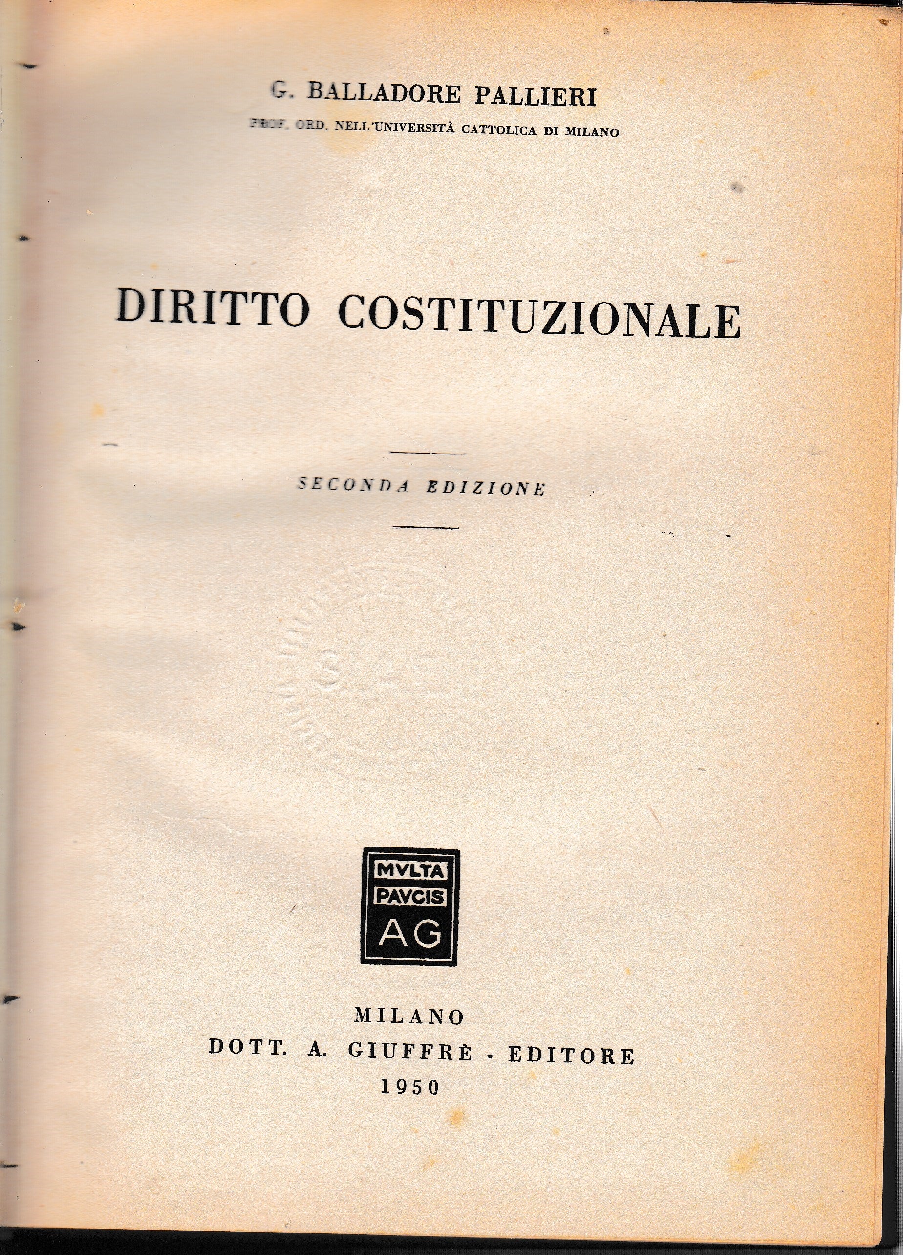 Diritto costituzionale - copertina