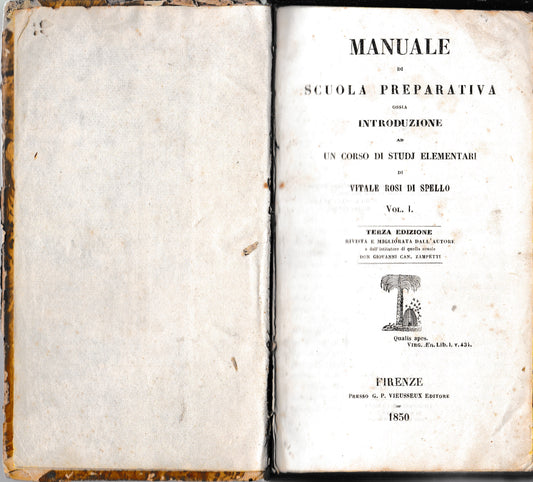 Manuale di scuola preparativa ossia introduzione ad un corso di studi elementari, vol. 1 - copertina