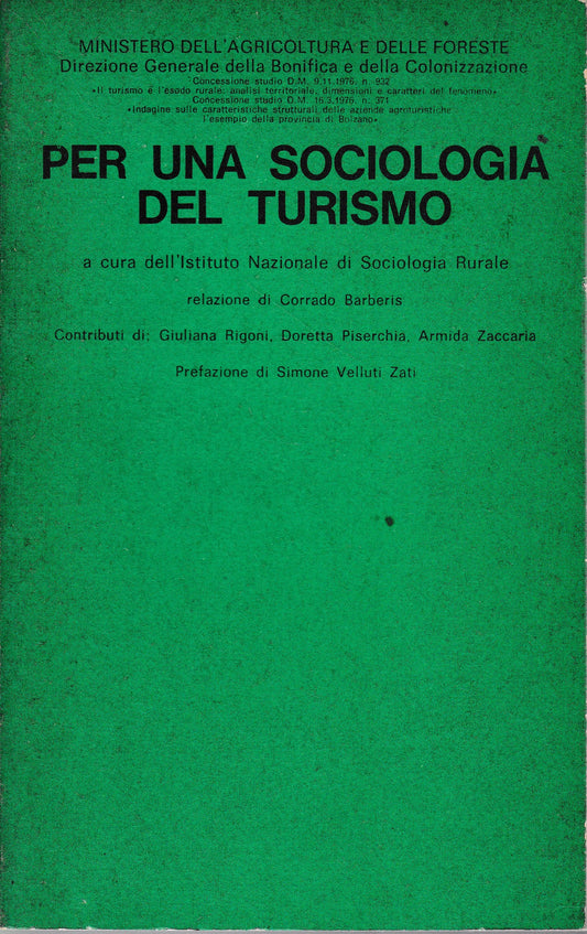 Per una sociologia del turismo - copertina