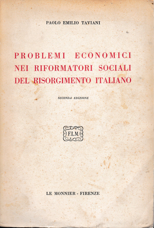 Problemi economici nei riformatori sociali del risorgimento italiano - copertina