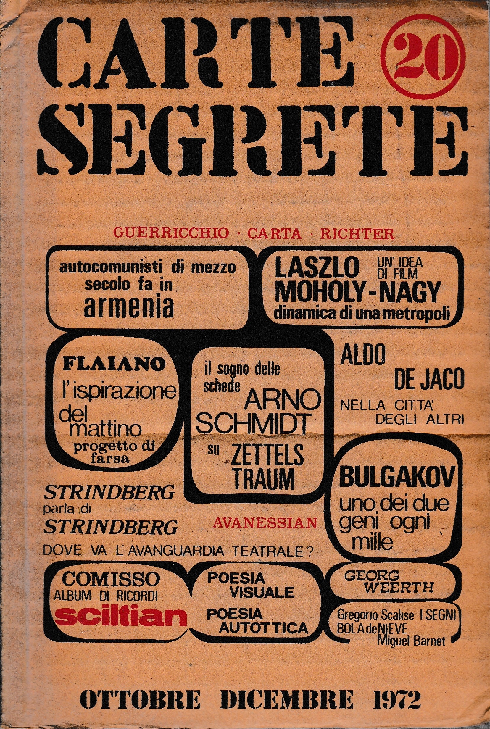 Carte segrete, anno VI - Ottobre-Dicembre 1972 - n. 20 - copertina