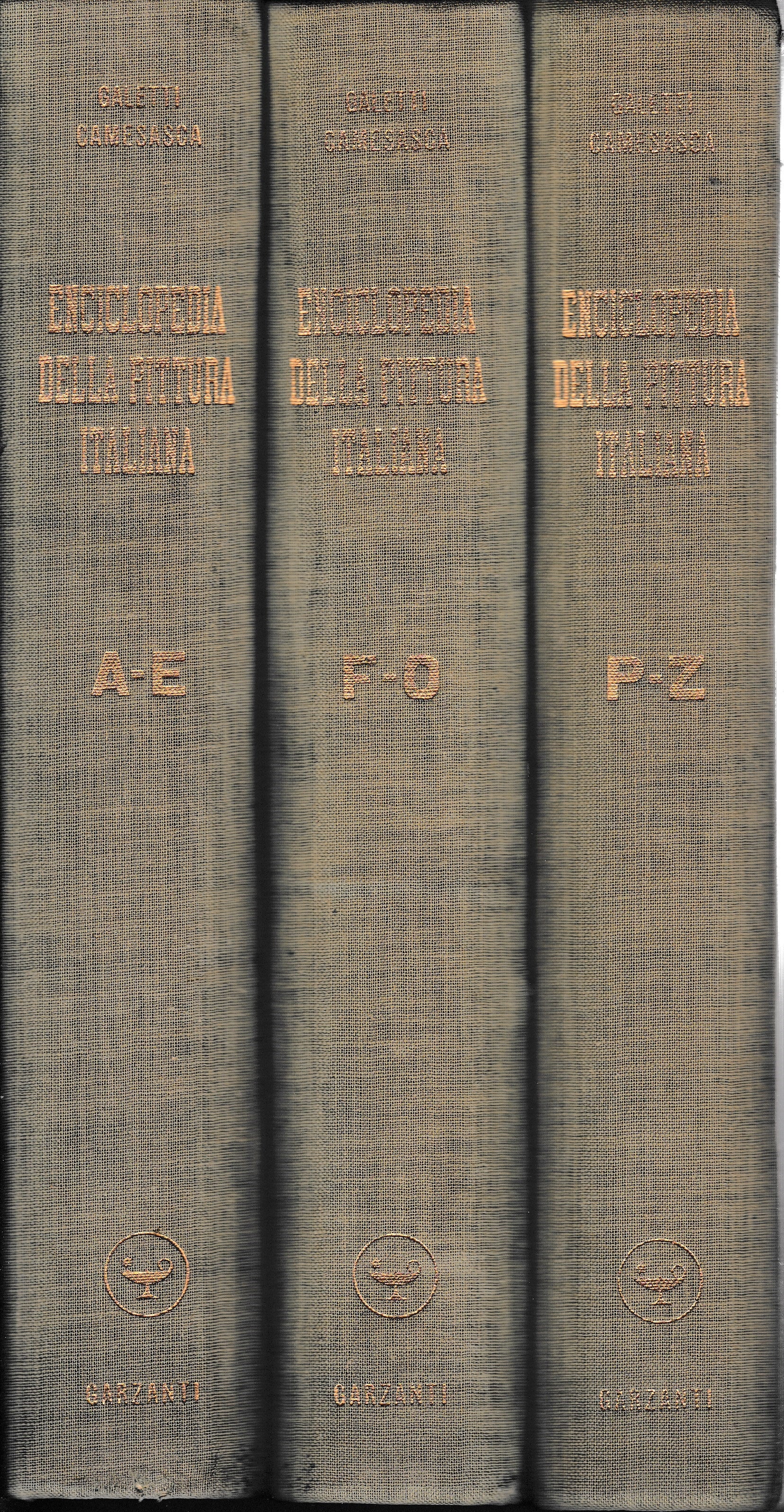 Enciclopedia della pittura italiana, 3 volumi A-E, F-O, P-Z - copertina