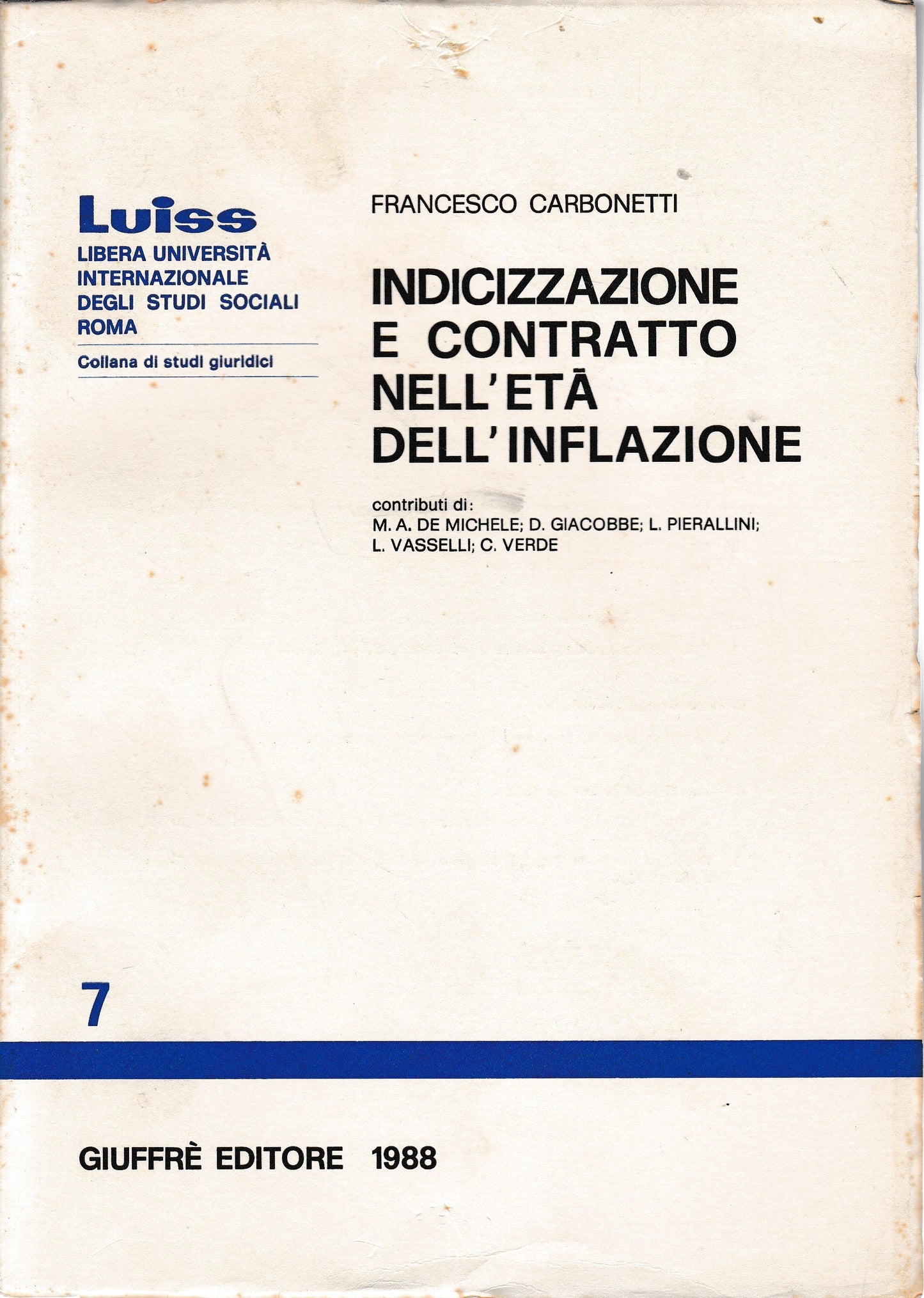 Indicizzazione e contratto nell'età dell'inflazione - copertina