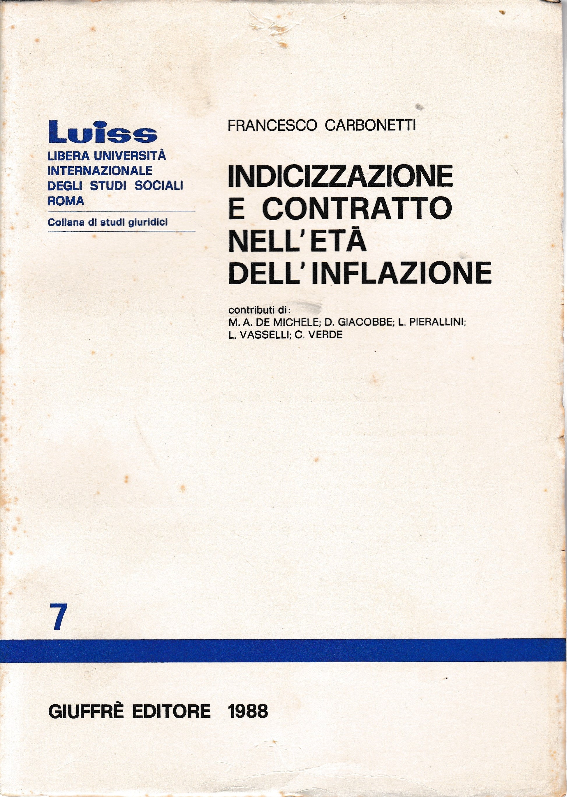 Indicizzazione e contratto nell'età dell'inflazione - copertina