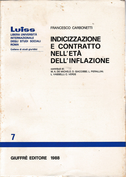 Indicizzazione e contratto nell'età dell'inflazione - copertina
