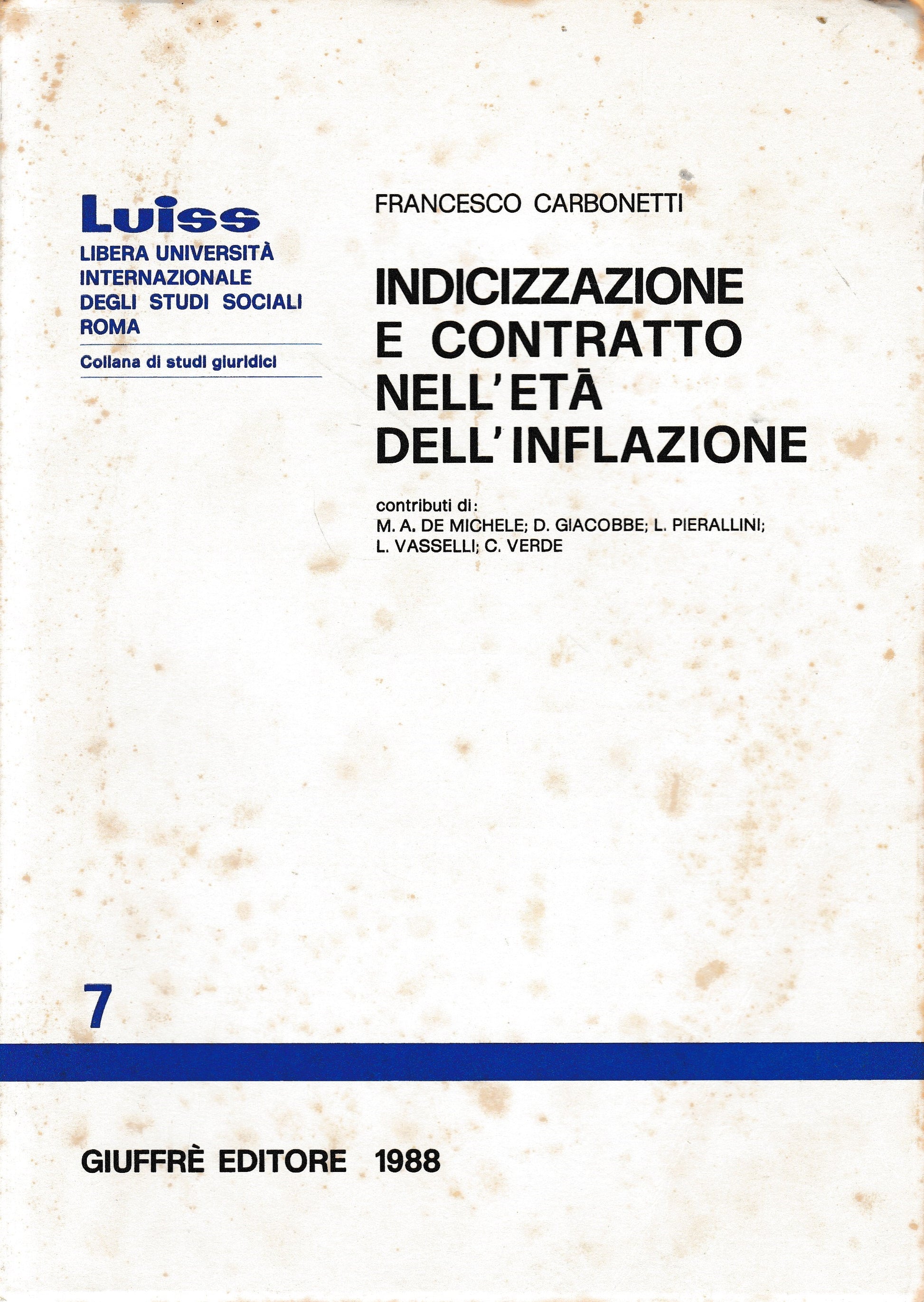 Indicizzazione e contratto nell'età dell'inflazione - copertina