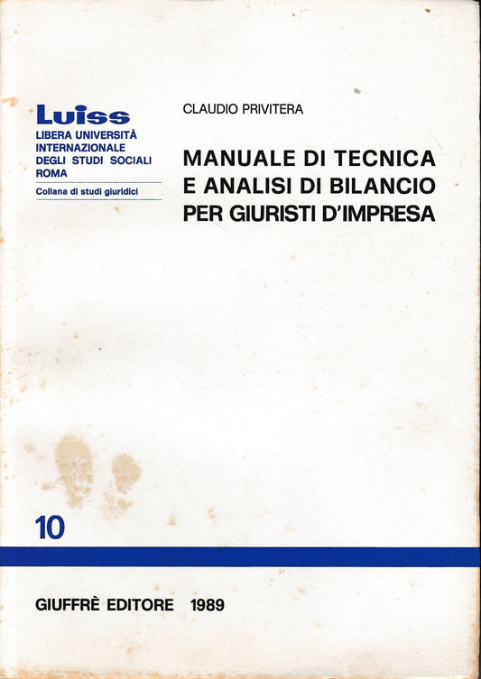Manuale di tecnica e analisi di bilancio per giuristi d'impresa - copertina