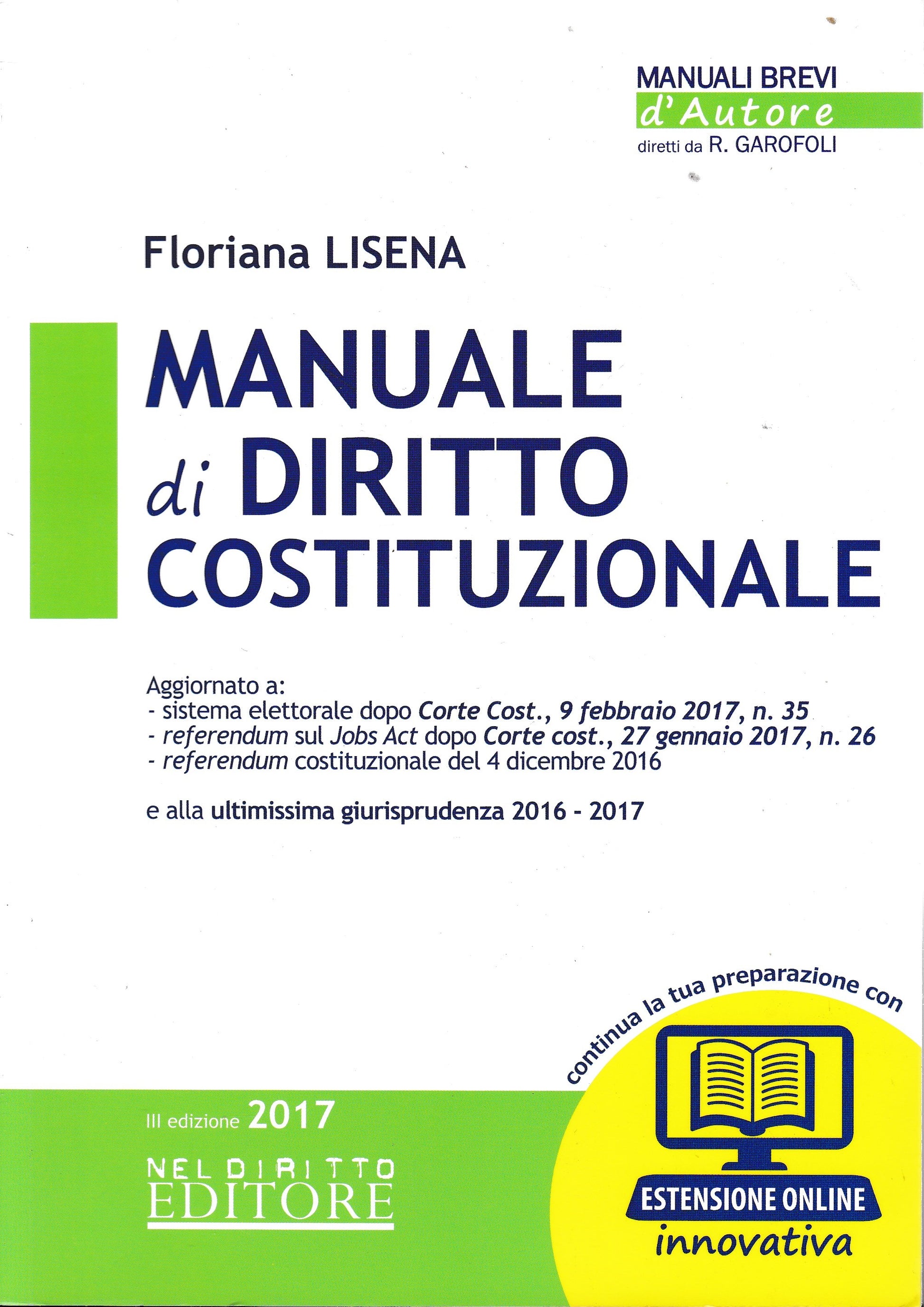 Manuale di diritto costituzionale - copertina