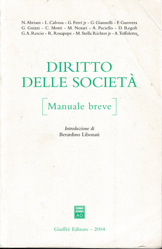 Diritto delle società. Manuale breve - copertina