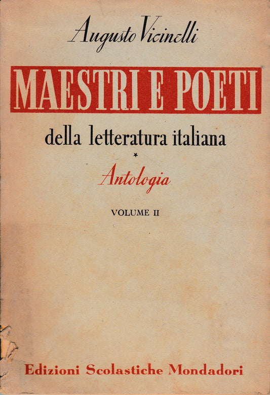 Maestri e poeti della letteratura italiana. Antologia vol. 2° dal Cinquecento al Settecento - copertina