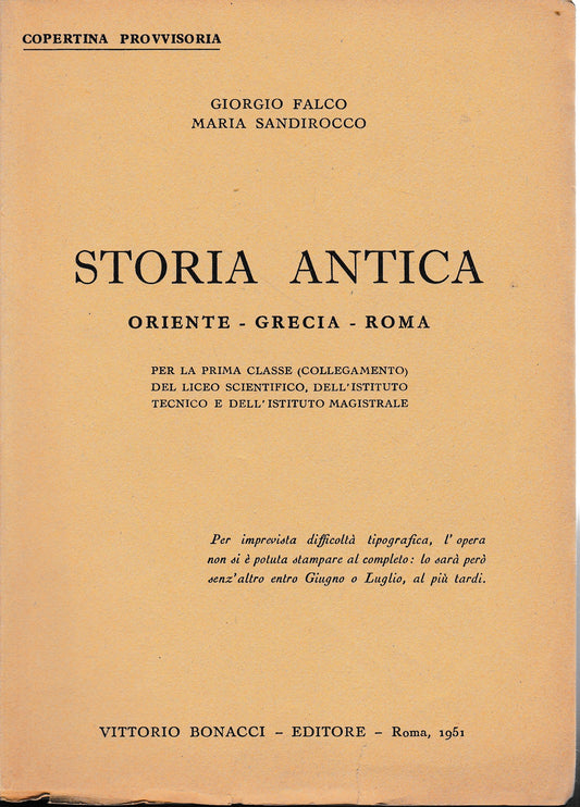 Storia antica. Oriente - Grecia - Roma. Copertina provvisoria - copertina