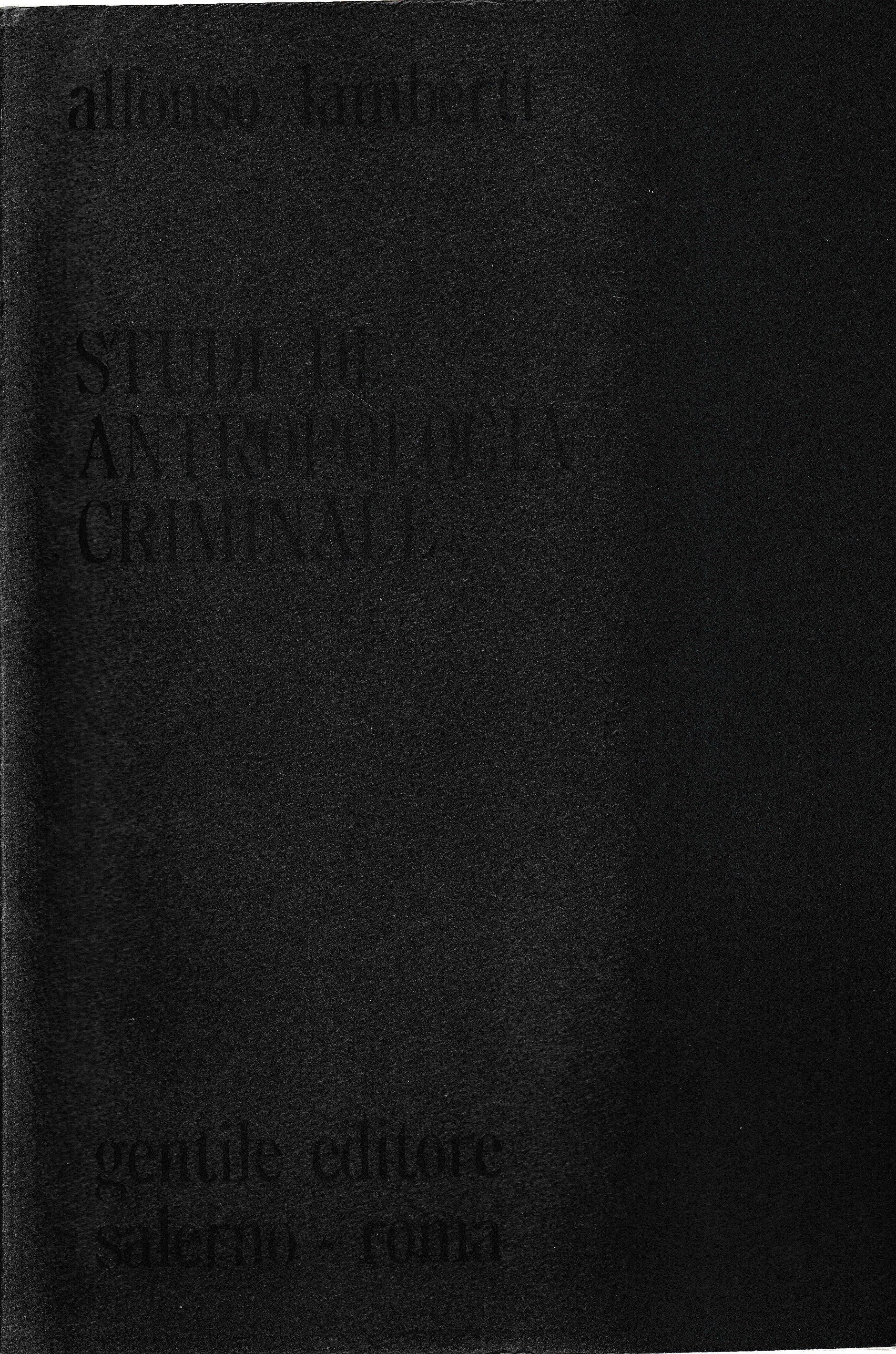 Studi di antropologia criminale - copertina