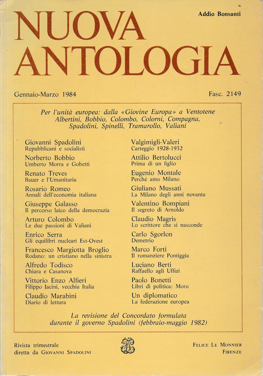 Nuova antologia. Gennaio-Marzo 1984, fasc. 2149, anno 119°, vol. 553° - copertina