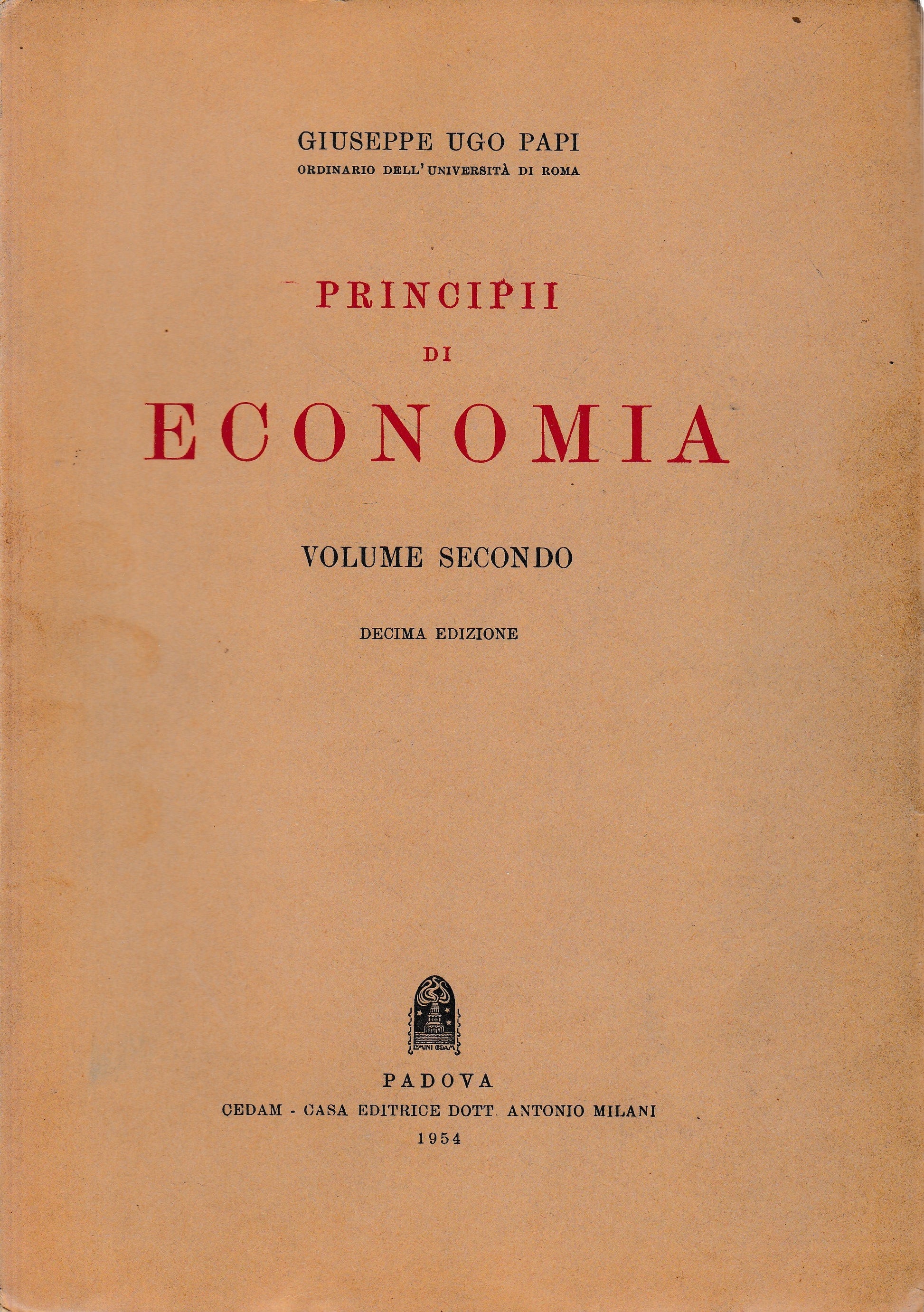 Principii di economia, volume secondo - copertina