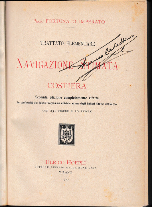Trattato elementare di navigazione stimata e costiera - copertina