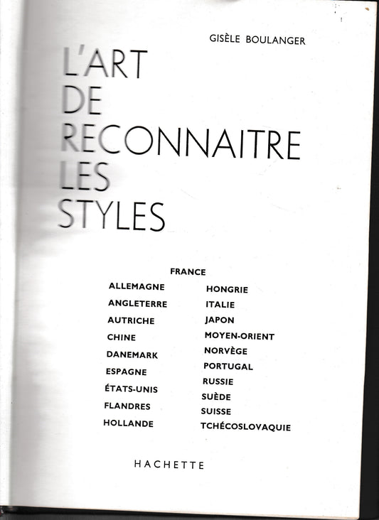 L'art de reconnaitre les styles - copertina