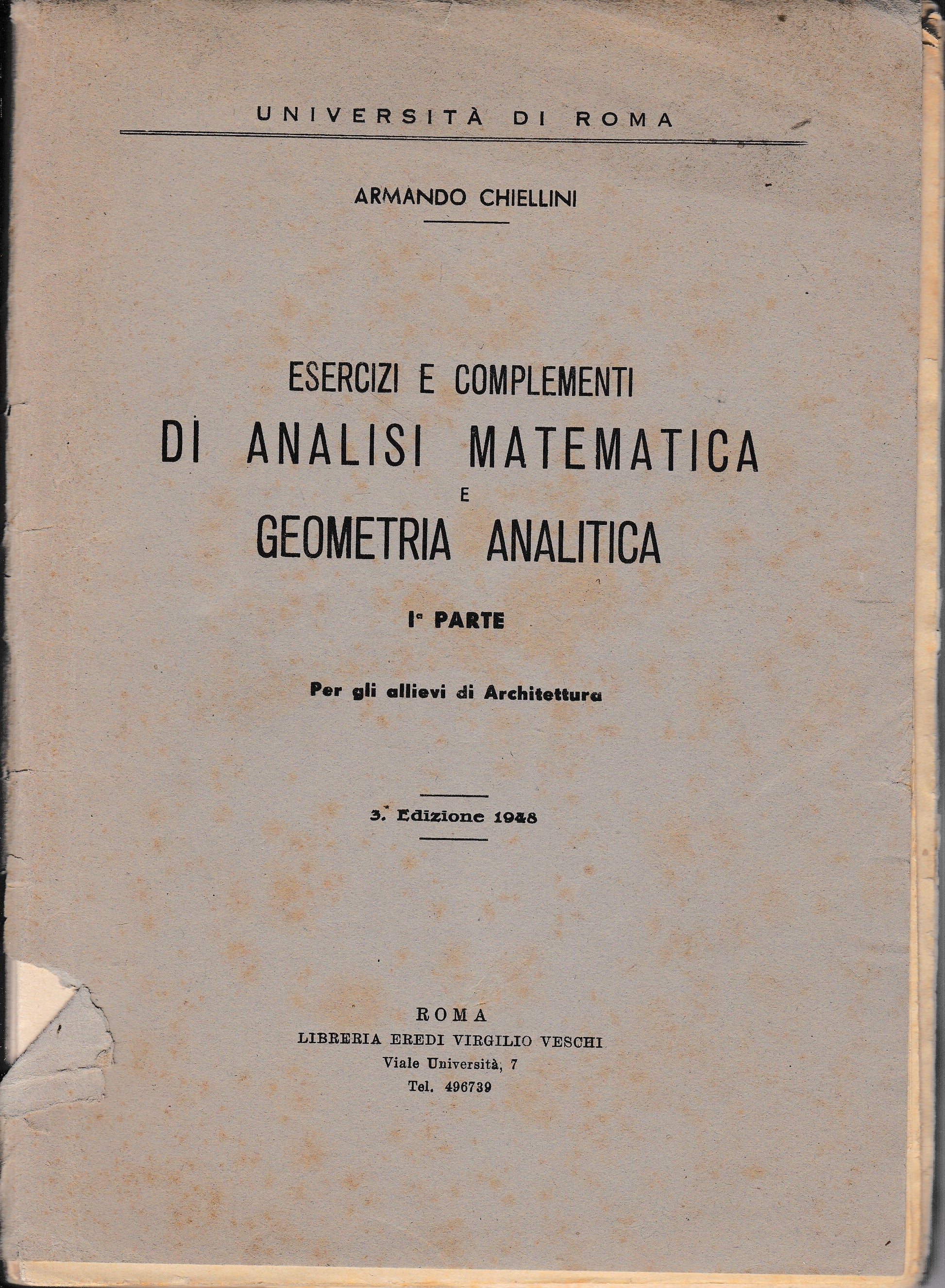 Esercizi e complementi di analisi matematica e geometria analitica, 1^ parte - copertina
