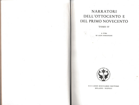 La letteratura italiana. Storia e testi. Narratori dell'Ottocento e del primo Novecento, volume 64, tomo 4 - copertina