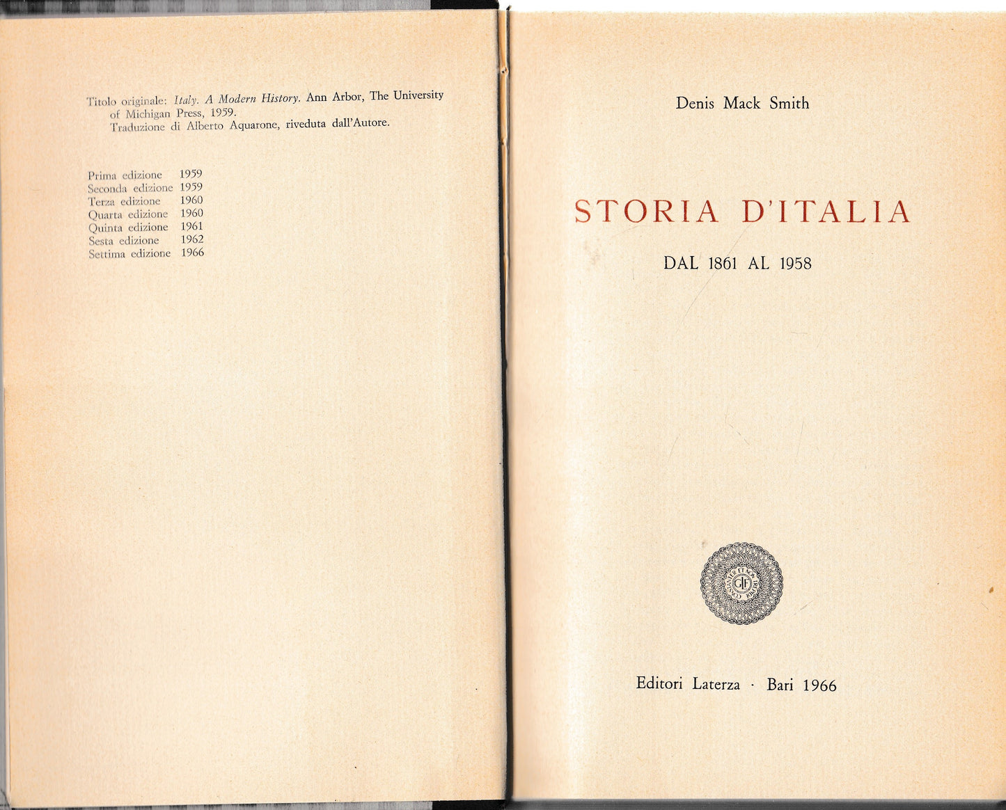 Storia d'Italia. Dal 1861 al 1958 - copertina
