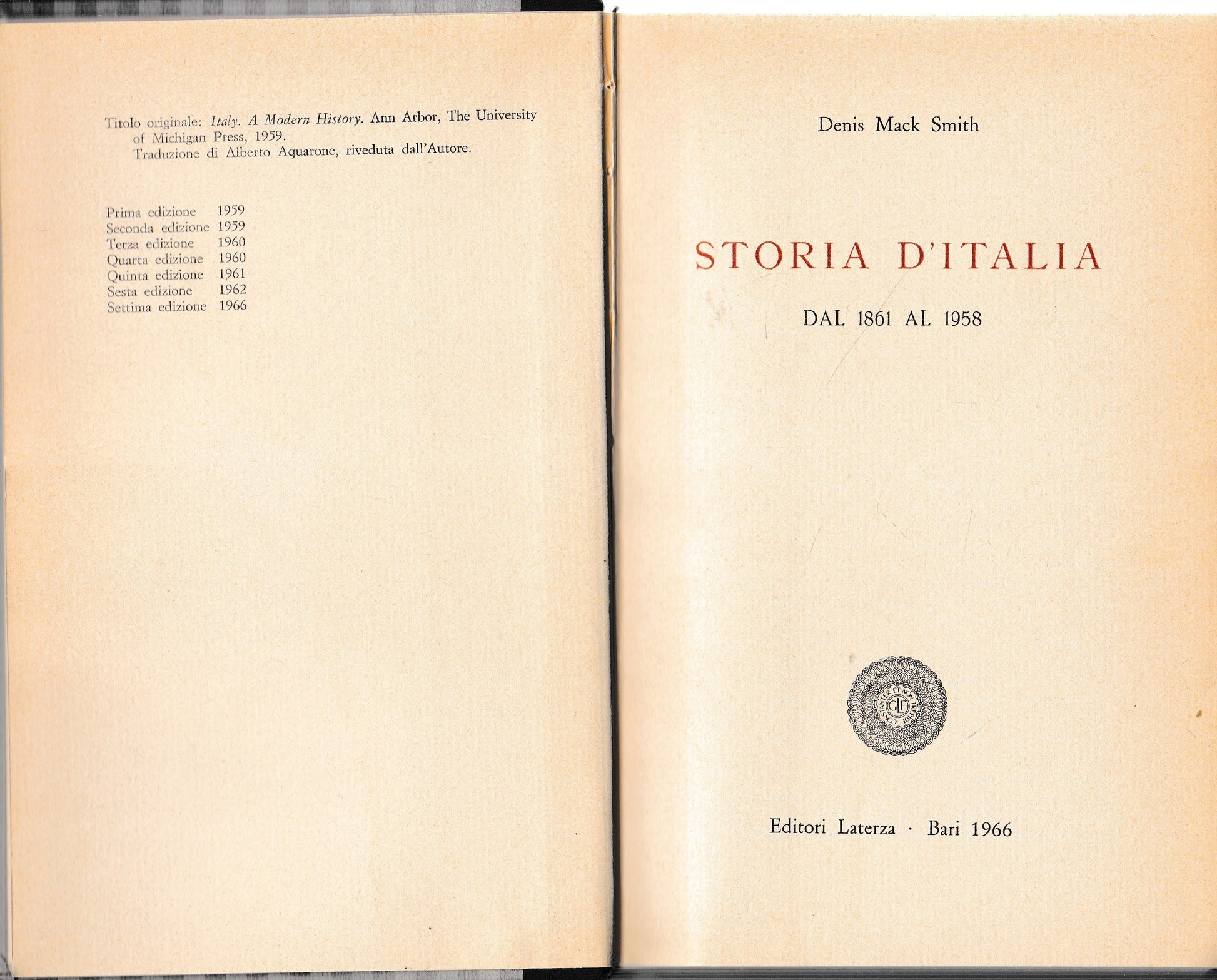 Storia d'Italia. Dal 1861 al 1958 - copertina
