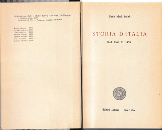 Storia d'Italia. Dal 1861 al 1958 - copertina