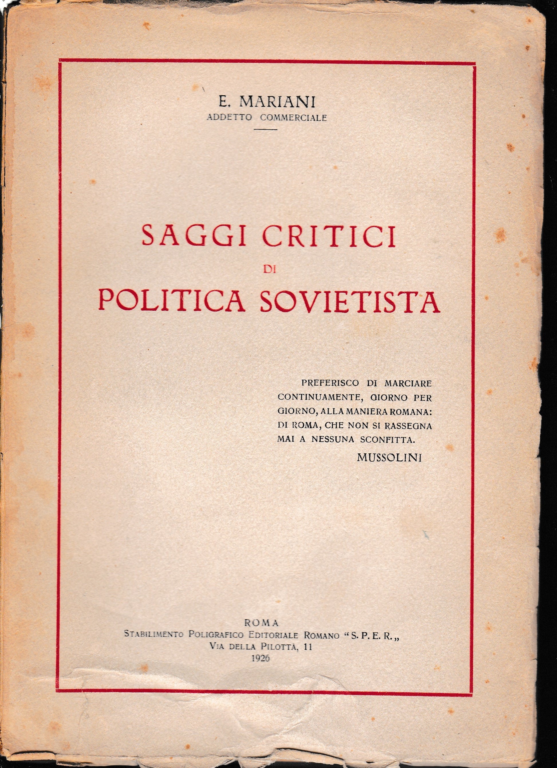 Saggi critici di politica sovietista - copertina
