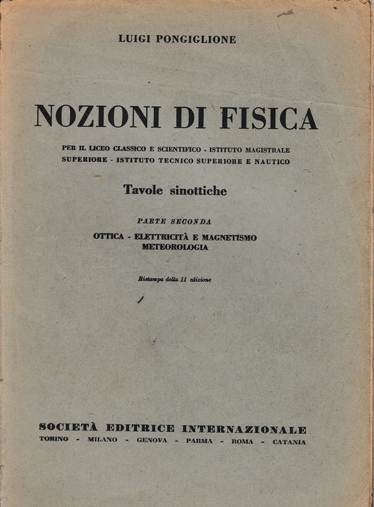Nozioni di Fisica. Tavole sinottiche, parte seconda - copertina
