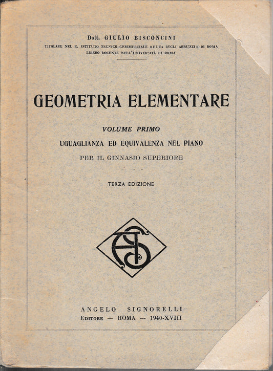 Geometria elementare, volume primo - copertina