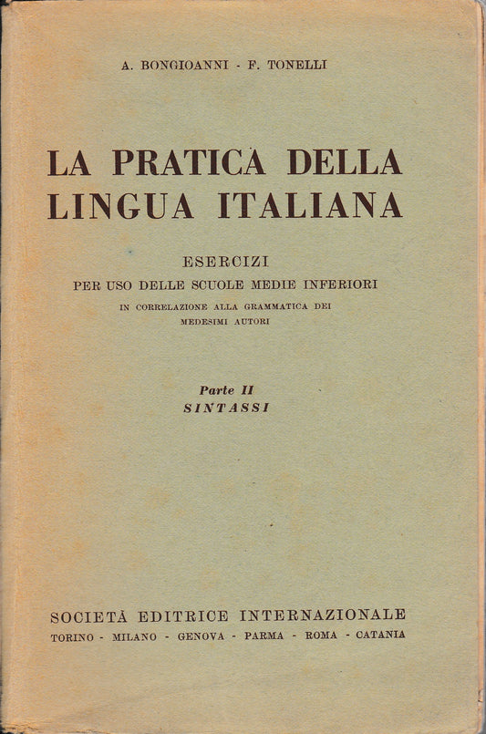 La pratica della lingua italiana. Parte seconda, la sintassi - copertina