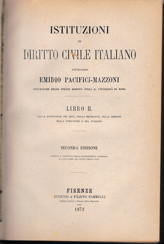 Istituzioni di Diritto Civile Italiano, libro II - copertina
