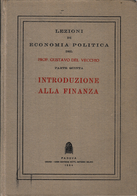 Lezioni di Economia Politica, parte quinta. Introduzione alla finanza - copertina