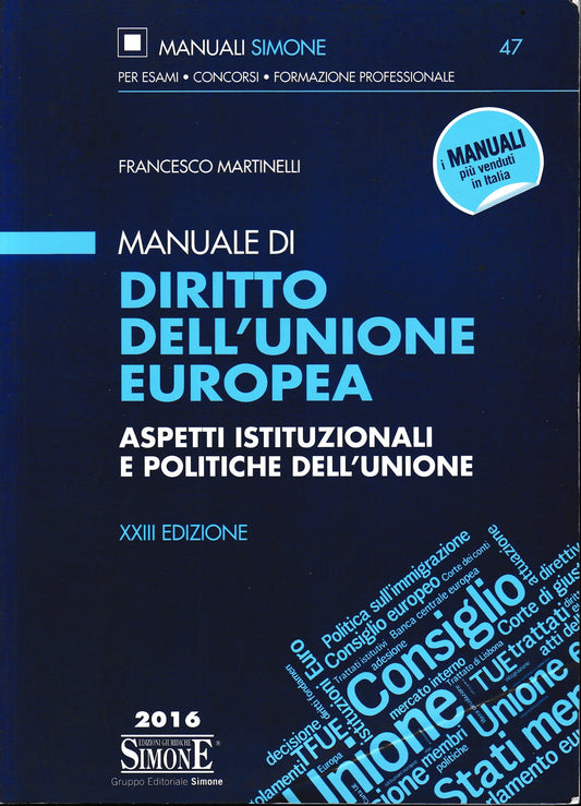 Manuale di diritto dell'Unione Europea. Aspetti istituzionali e politiche dell'Unione - copertina