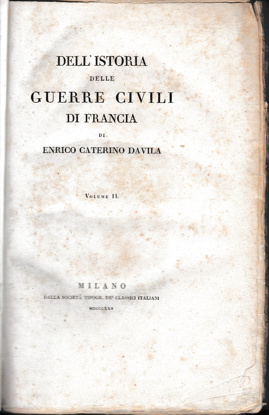 Dell'istoria delle guerre civili di Francia , volume II° - copertina