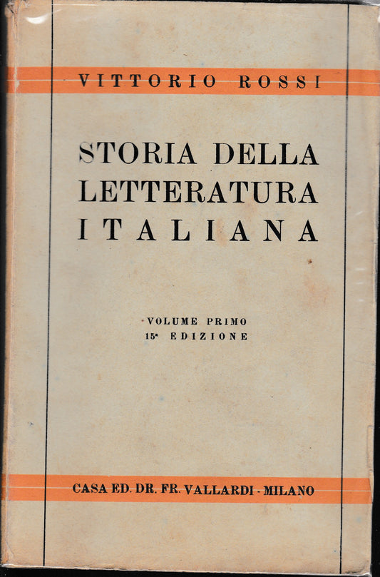 Storia della letteratura italiana. Volume I° - copertina