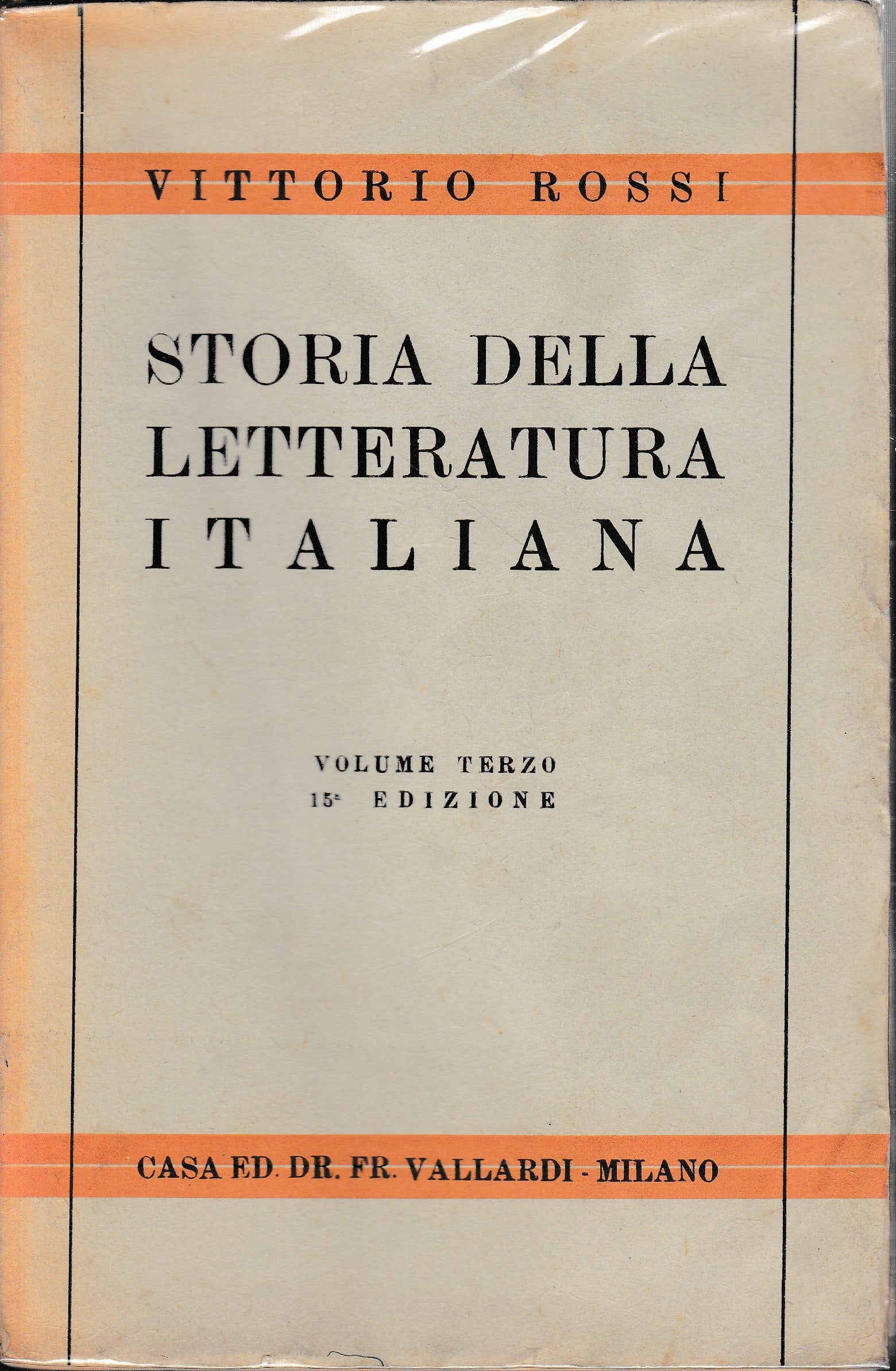 Storia della letteratura italiana. III° volume - copertina