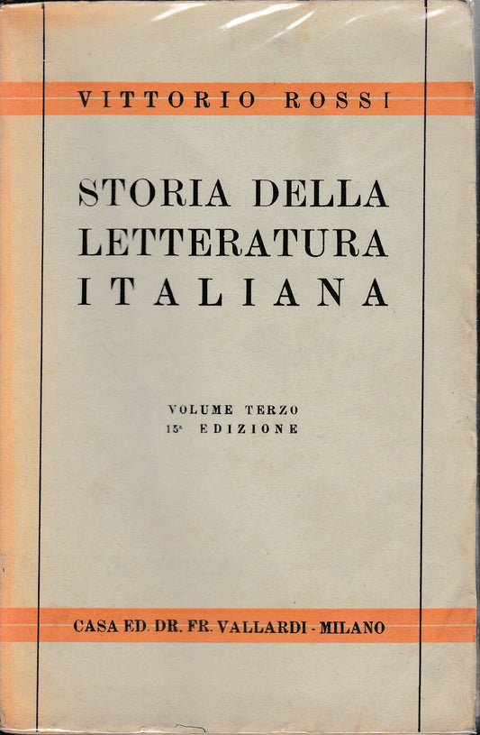 Storia della letteratura italiana. III° volume - copertina