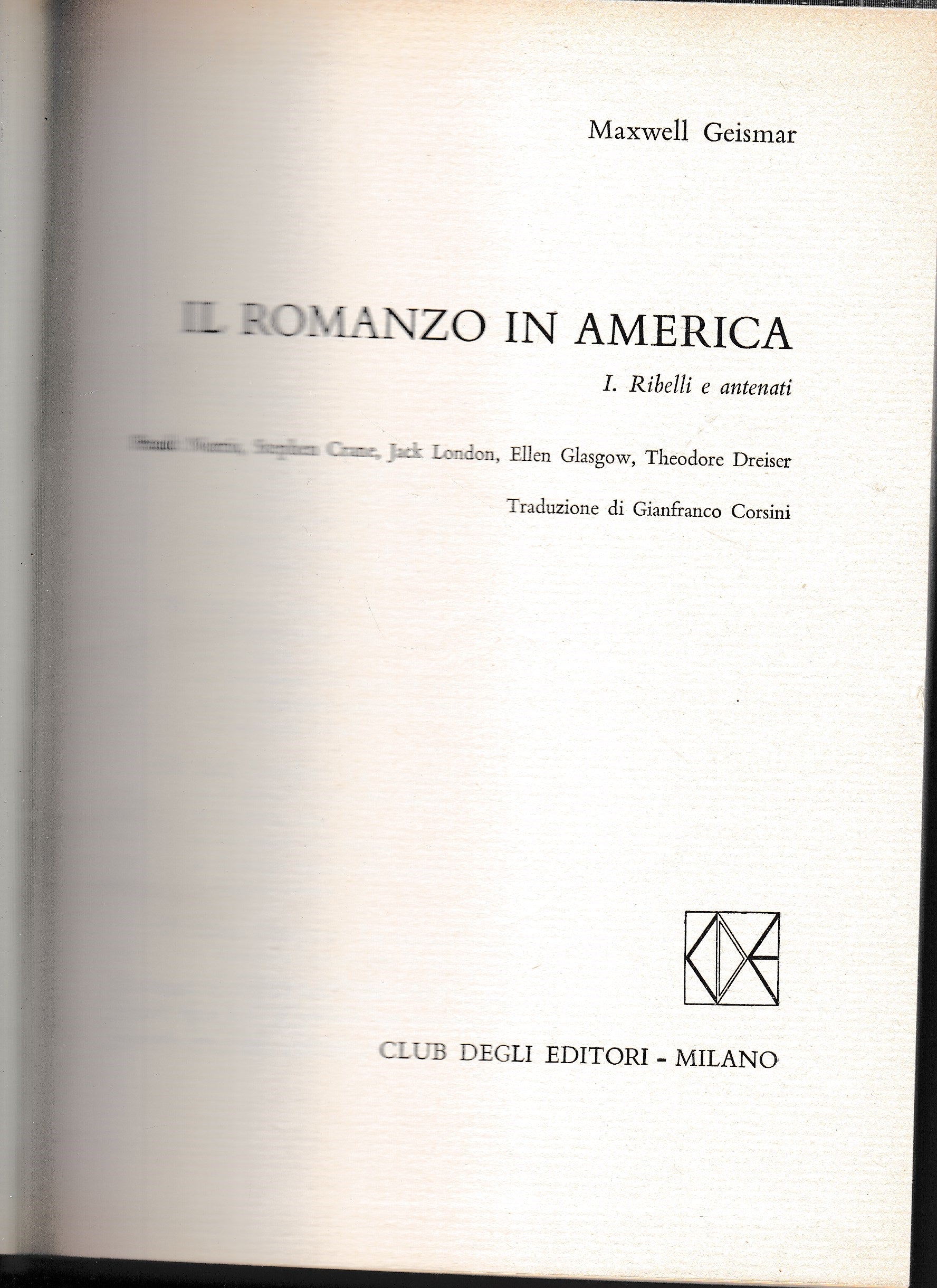 Il romanzo in America. Primo volume - copertina