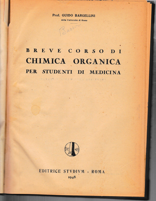 Breve corso di Chimica Organica per studenti di Medicina - copertina