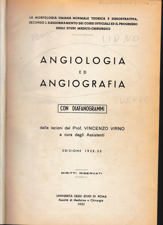 Angiologia ed Angiografia - Atlante dei Diafanogrammi - copertina