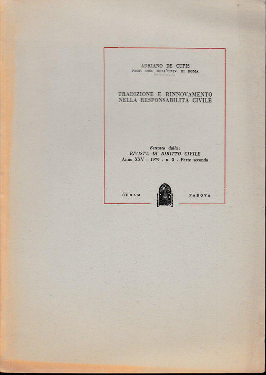 Rivista di Diritto Civile. Anno XXV - 1979 - n. 3 - Parte seconda (estratto) - copertina