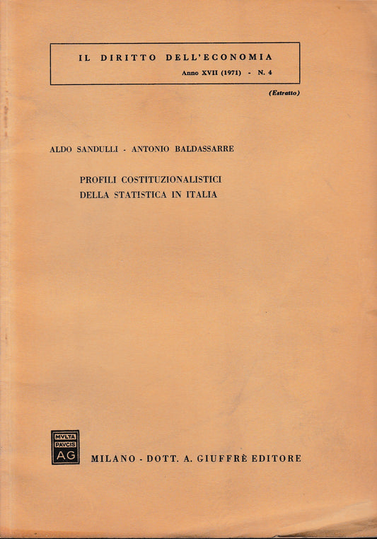 Il Diritto dell'Economia. Anno XVII (1971) - n. 4 (estratto) - copertina