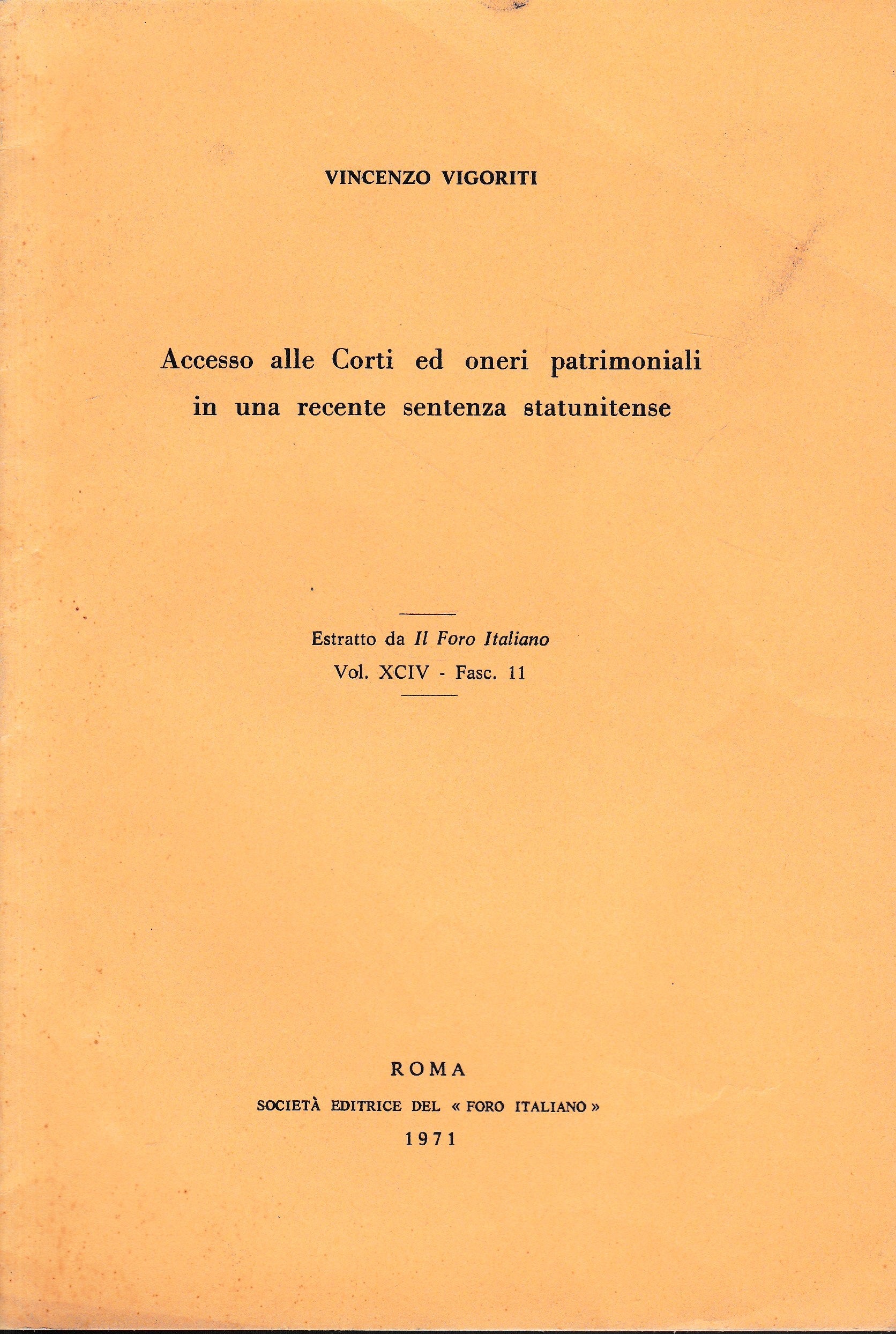 Estratto da: Il Foro Italiano", vol. XCIV - fasc. 11 - 1971 - copertina