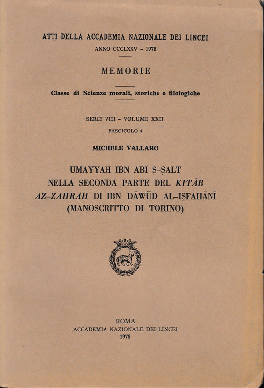 Atti della Accademia nazionale dei Lincei, anno CCCLXXV 1978. Memorie - serie VIII - vol. XXII - fasc. 4 - copertina