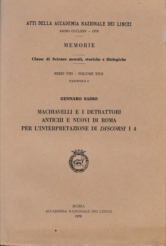 Atti della Accademia Nazionale dei Lincei anno CCCLXXV - 1978. Memorie. Seria VIII - vol. XXII - fasc. 3. - copertina