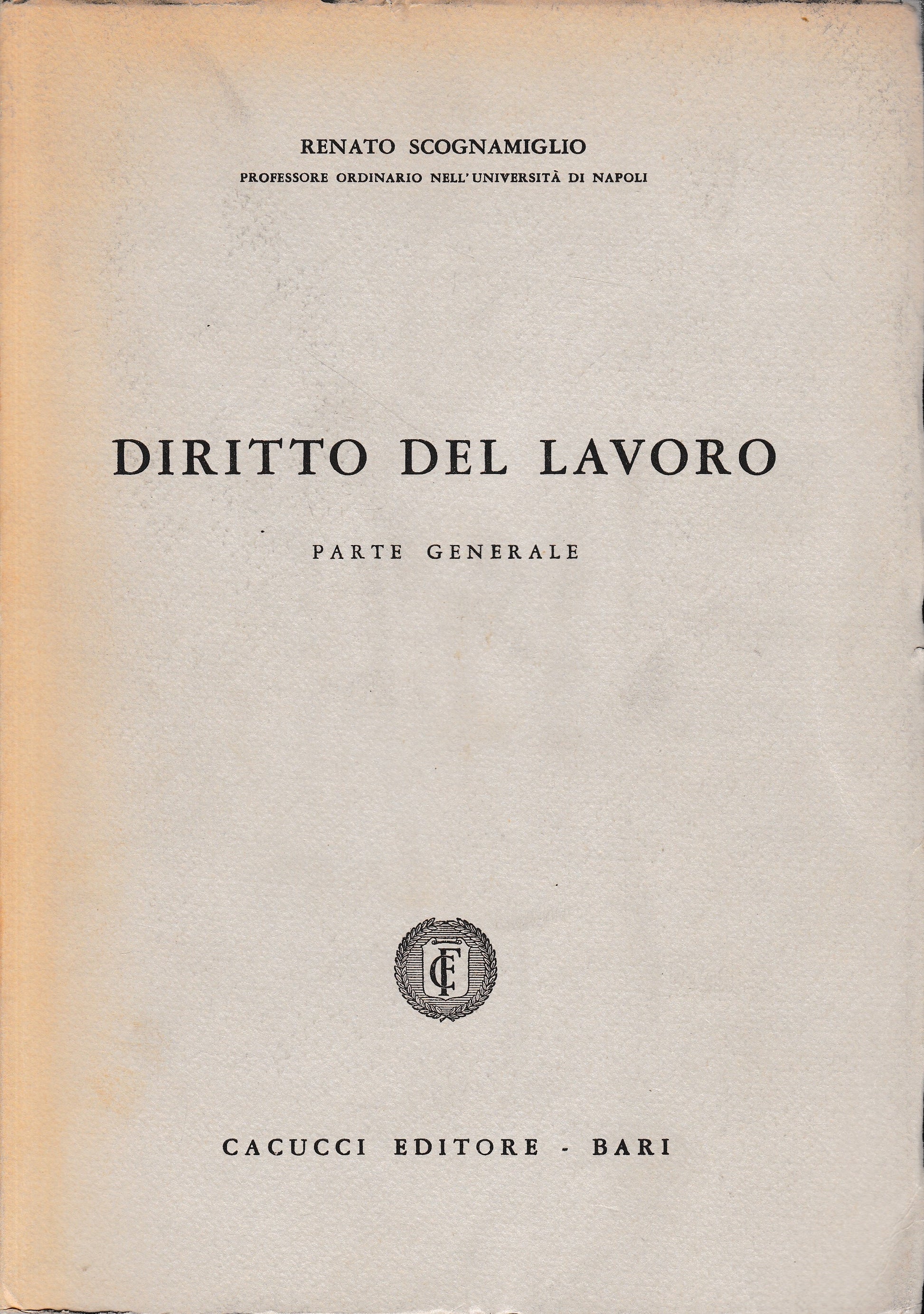 Diritto del Lavoro. Parte generale - copertina