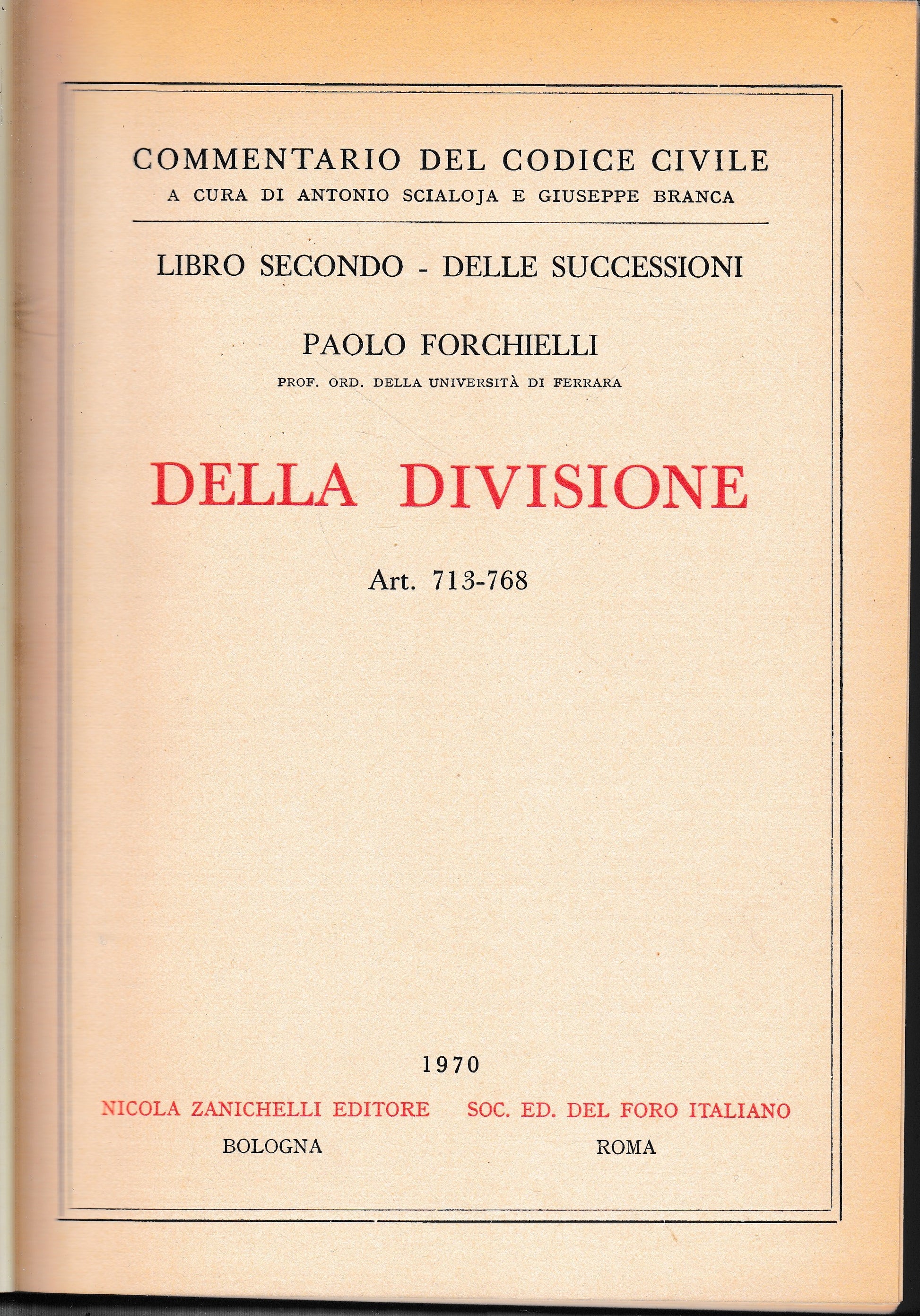 Della divisione. Art. 713-768 - copertina
