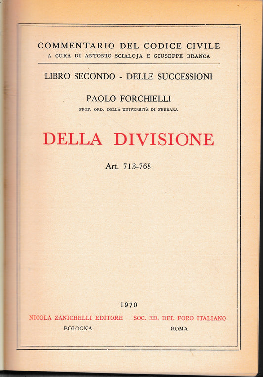 Della divisione. Art. 713-768 - copertina