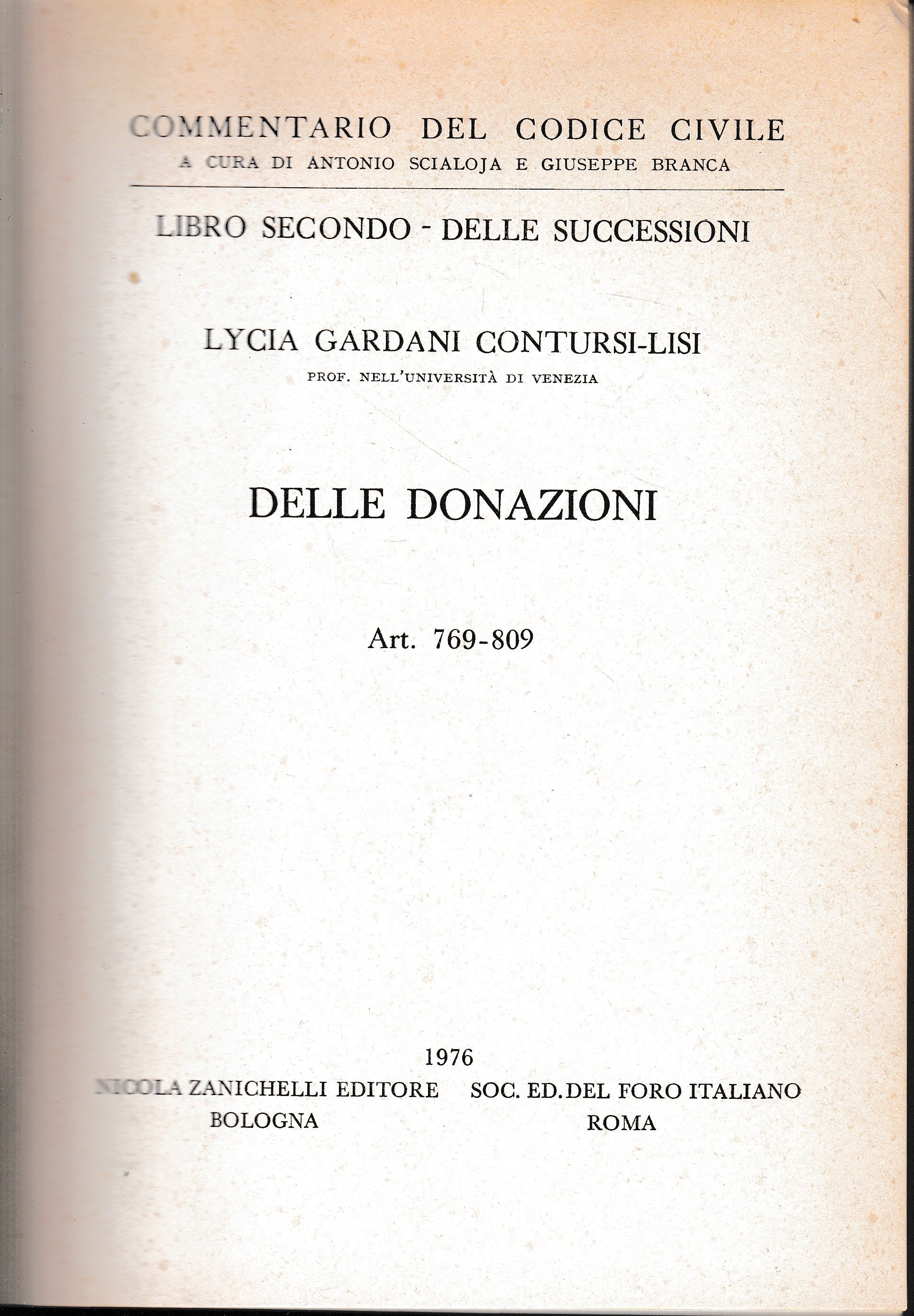Delle donazioni. Art 769-809 - copertina